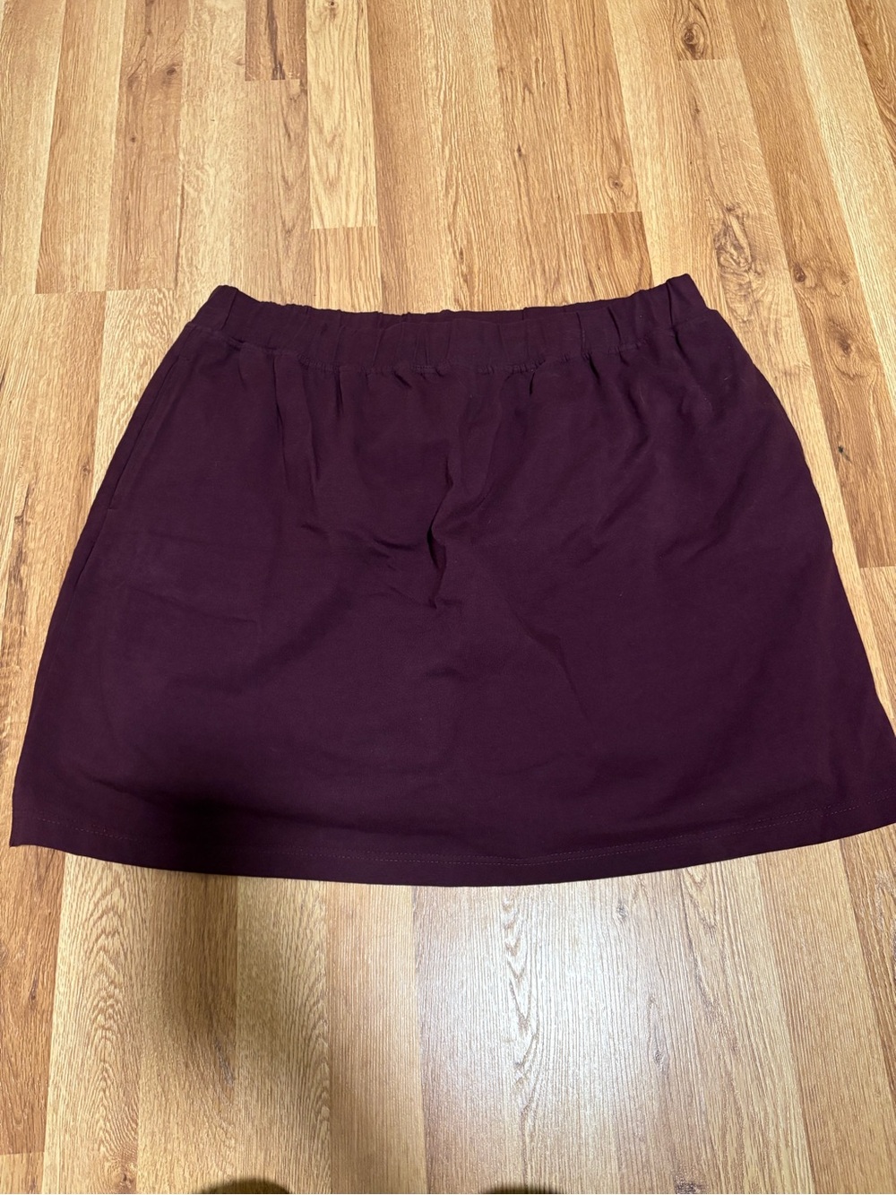 Woman Within Deep Burgundy Elastic Waist Mini Skirt